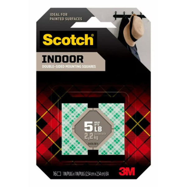 3M Command Scotch-Mount Indoor Double-Sided Mounting Squares 111S-SQ-16