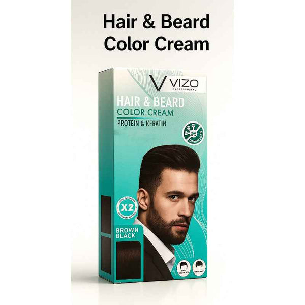 Vizo Spot Gents Hair & Beard Color Cream Kit Brown Black 1249