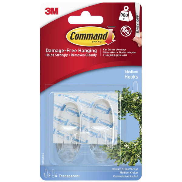 3M Command Clear Hooks Strips Medium 17091CLR