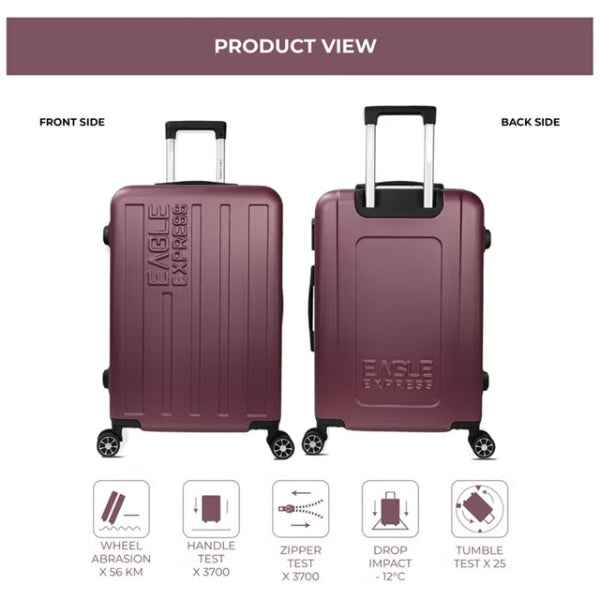 Eagle Express Venture ABS Hard Trolley 20,24,28 Inch Set Purplish Red (EE-AHT-132) 3pcs Set 820045