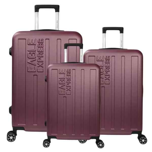 Eagle Express Venture ABS Hard Trolley 20,24,28 Inch Set Purplish Red (EE-AHT-132) 3pcs Set 820045