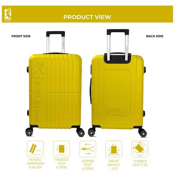 Eagle Express Aura ABS Hard Trolley 20,24,28 Inch Set Yellow (EE-AHT-118) 3pcs Set 820054