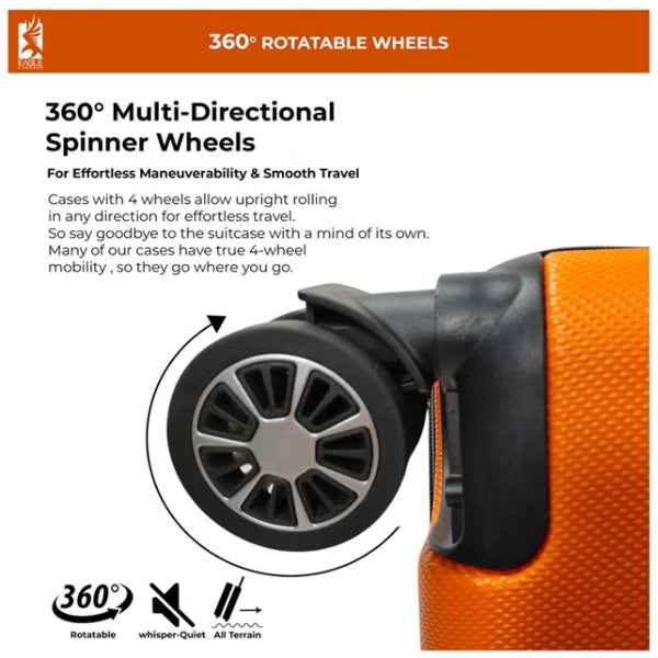 Eagle Express Robust ABS Hard Trolley 20,24,28 Inch Set Orange (EE-AHT-124) 3pcs Set 820055
