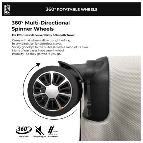 Eagle Express Elysium ABS Hard Trolley 20,24,28 Inch Set White (EE-AHT-122) 3pcs Set 820059