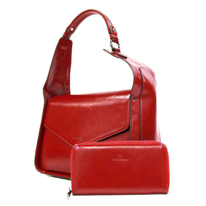 Chrisbella Handbag Large with Wallet Maroon