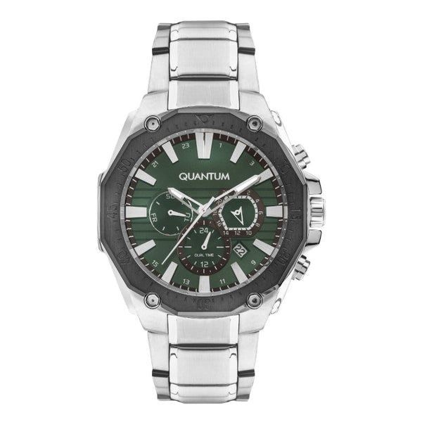 Quantum Men Silver Stainless Steel Analog Green Dial Watch ADG1021370