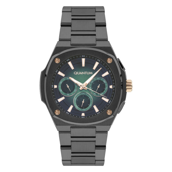 Quantum Men Black Stainless Steel Analog Green Dial Watch ADG1032070