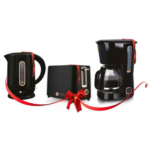 Afra Color themed Electric Kettle, Breakfast Toaster & Coffee maker Black AF-100700TOBL-SET
