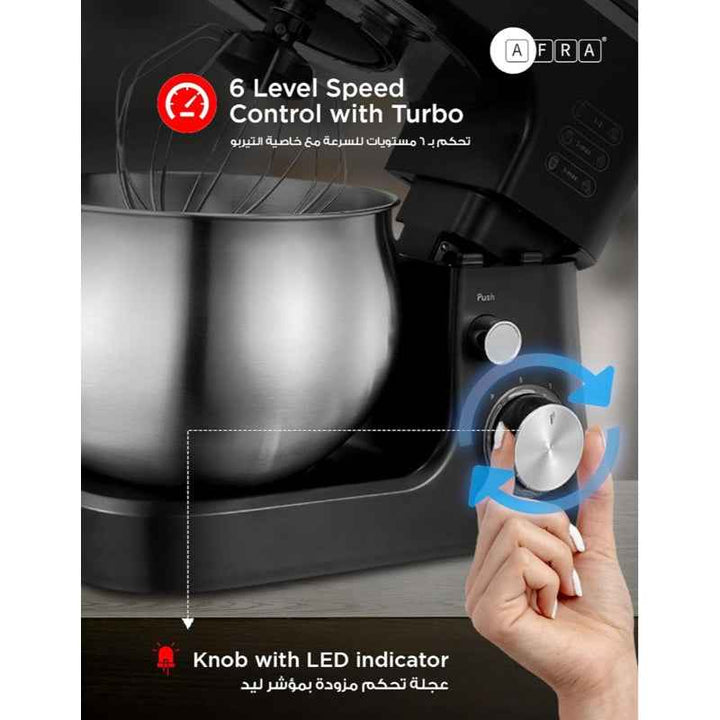 Afra Stand Mixer 5 Liter 6 Speed 1200W Black AF-1200SMBK