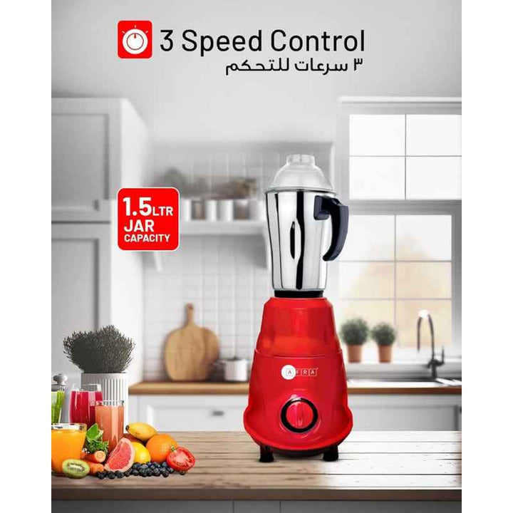Afra 3 In 1 Blender 1.5 Liter Stainless Steel 550W Red AF-5500BLRD