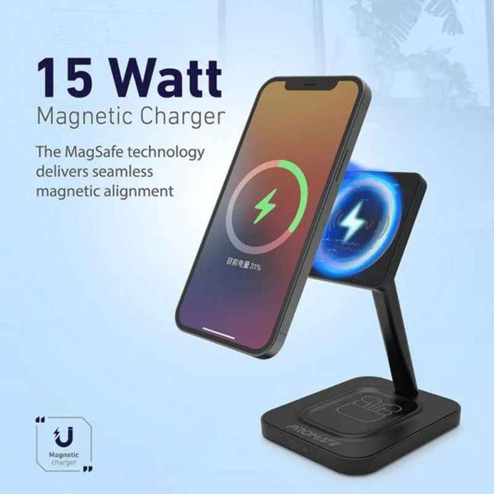 Promate AURABASE 15W High Speed Maganetic Wireless Charger Grey AURABASE-GRY