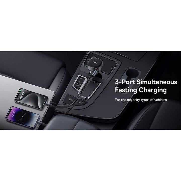 Baseus Car Charger Retractable Type-C Lightning 60W Black BA.C00057802111-00.BK