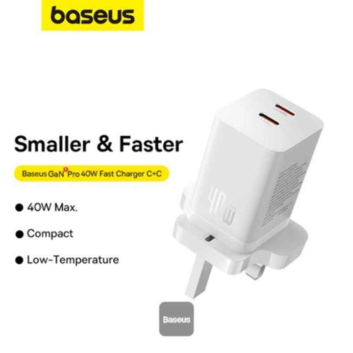 Baseus Gan5 Pro Fast Charger C-C 40W Uk Moon White BA.P10110827213-00.WT
