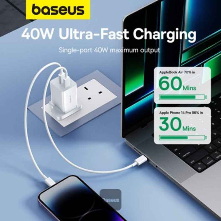 Baseus Gan5 Pro Fast Charger C-C 40W Uk Moon White BA.P10110827213-00.WT