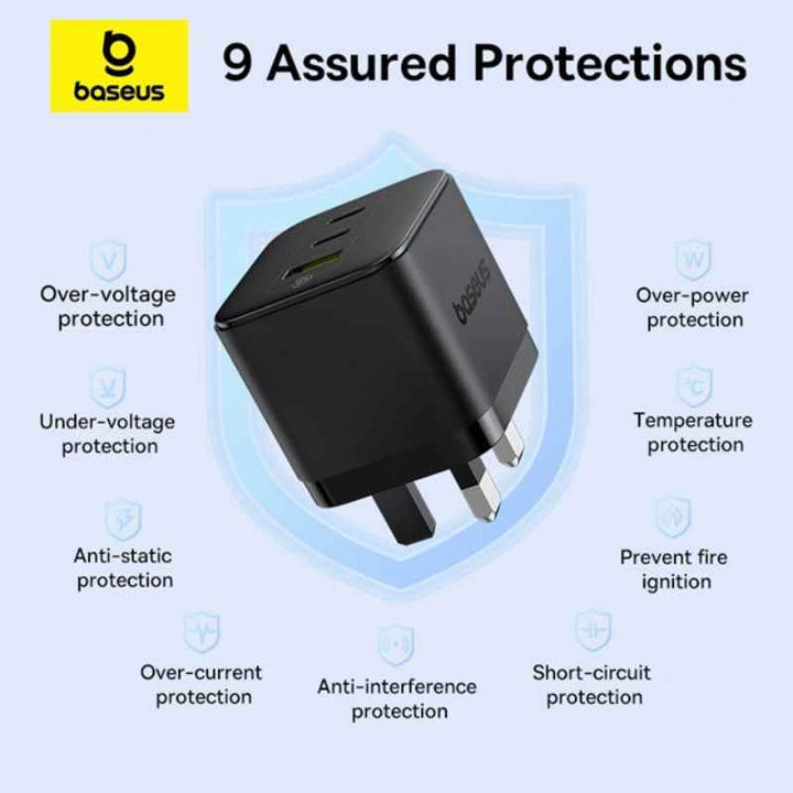 Baseus Palm Fast Charger 2C-U 65W UK Cluster Black BA.P1011160D113-01.BK