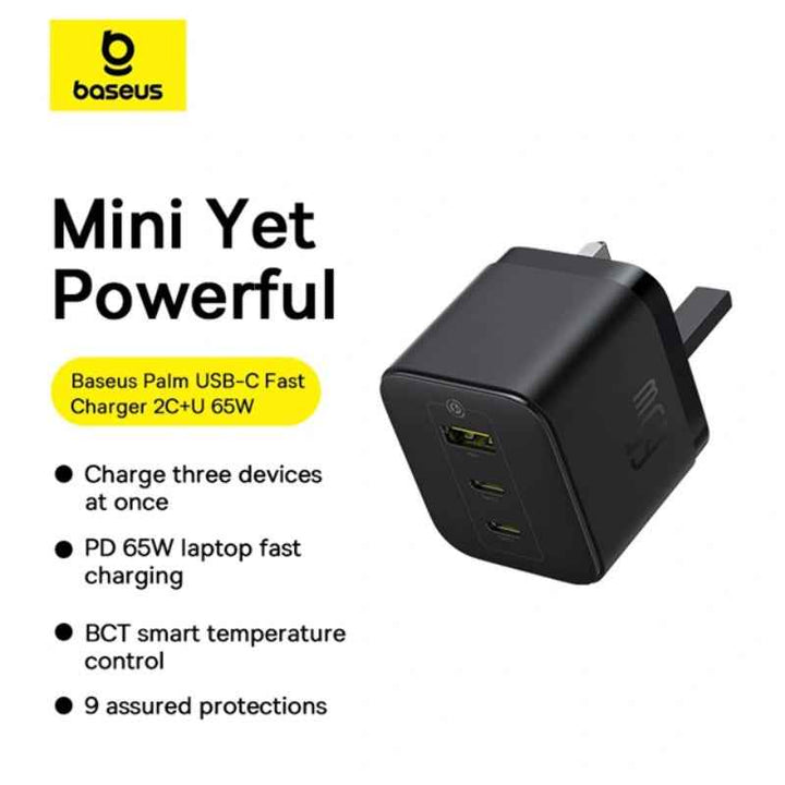 Baseus Palm Fast Charger 2C-U 65W UK Cluster Black BA.P1011160D113-01.BK