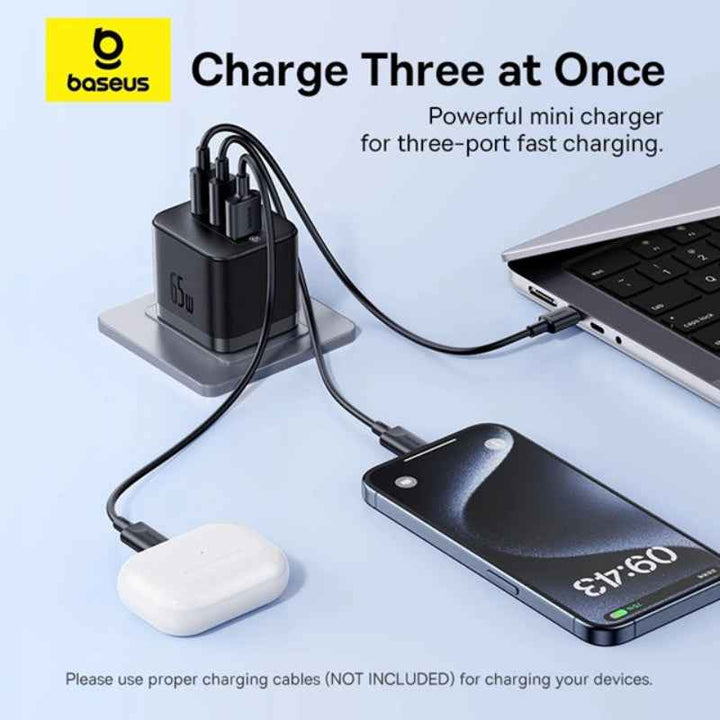 Baseus Palm Fast Charger 2C-U 65W UK Cluster Black BA.P1011160D113-01.BK