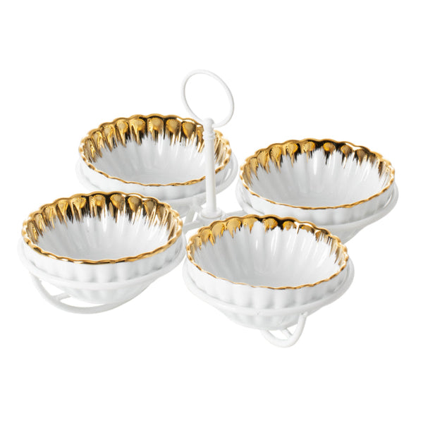 Blumen Round Bowl with Stand 4 pcs Set BLD2179GP