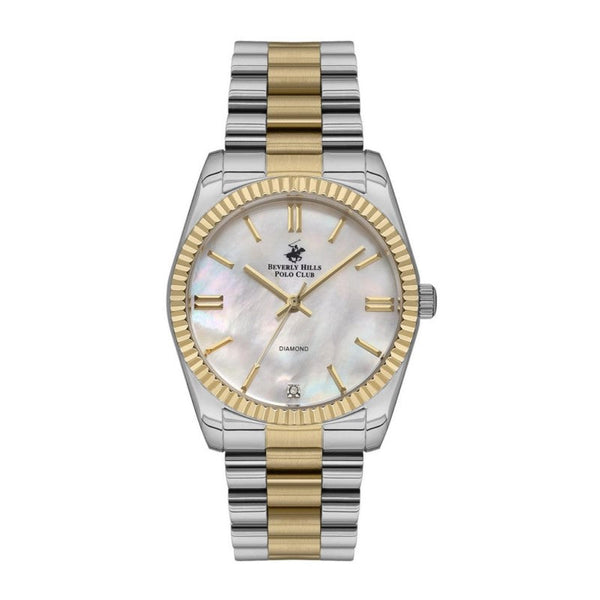 Beverly Hills Polo Club Women Silver & Gold Stainless Steel Analog Watch BP3172C220