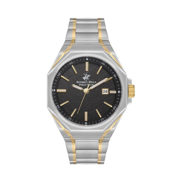 Beverly Hills Polo Club Men Silver & Gold Stainless Steel Analog Watch