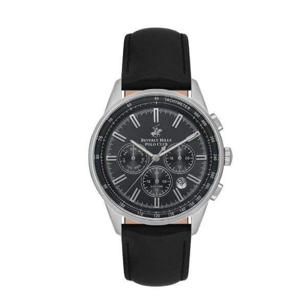 Beverly Hills Polo Club Men Black Leather Analog Watch