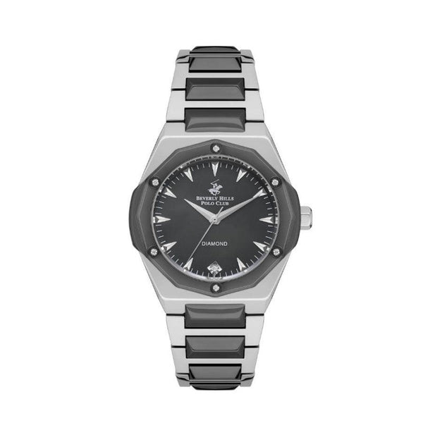 Beverly Hills Polo Club Women Silver & Black Stainless Steel Analog Watch