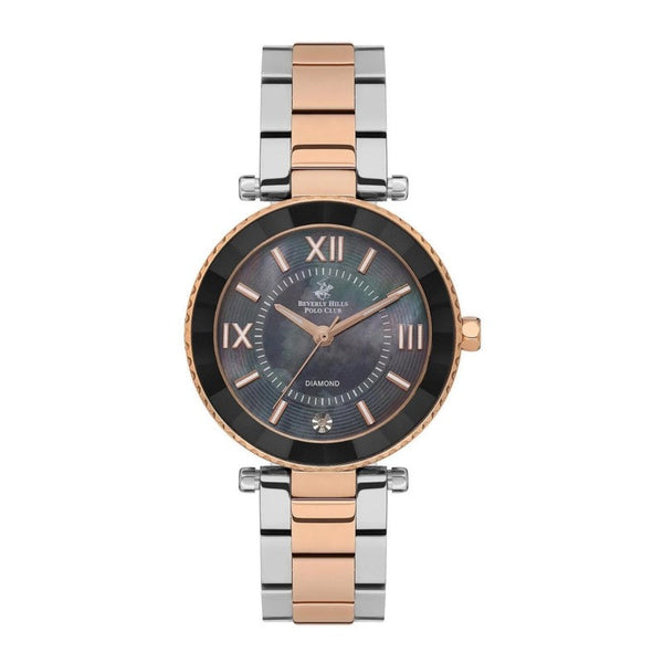 Beverly Hills Polo Club Women Silver & Rose Gold Stainless Steel Analog Watch