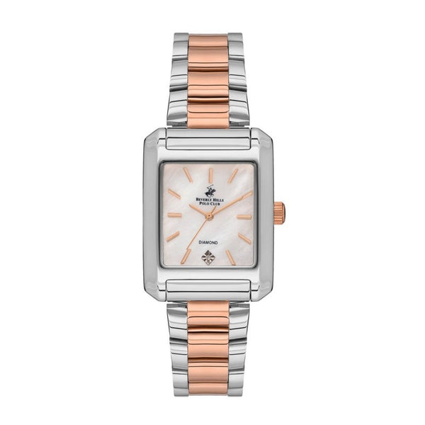 Beverly Hills Polo Club Women Silver & Rose Gold Stainless Steel Analog Watch