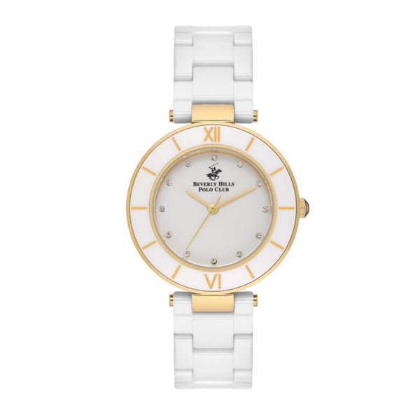 Beverly Hills Polo Club Women White Ceramic Analog Watch