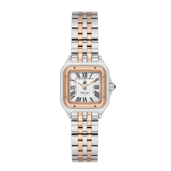 Beverly Hills Polo Club Women Silver & Rose Gold Stainless Steel Analog Watch