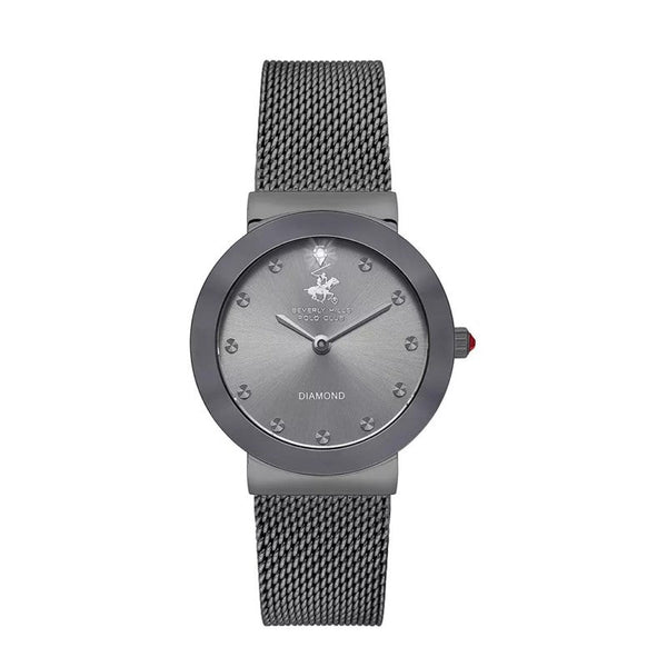 Beverly Hills Polo Club Women Grey Mesh Band Analog Watch