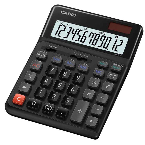 Casio Ergonomic Calculators Desktop Type 12 Digits Black CSO-DE12E-BK