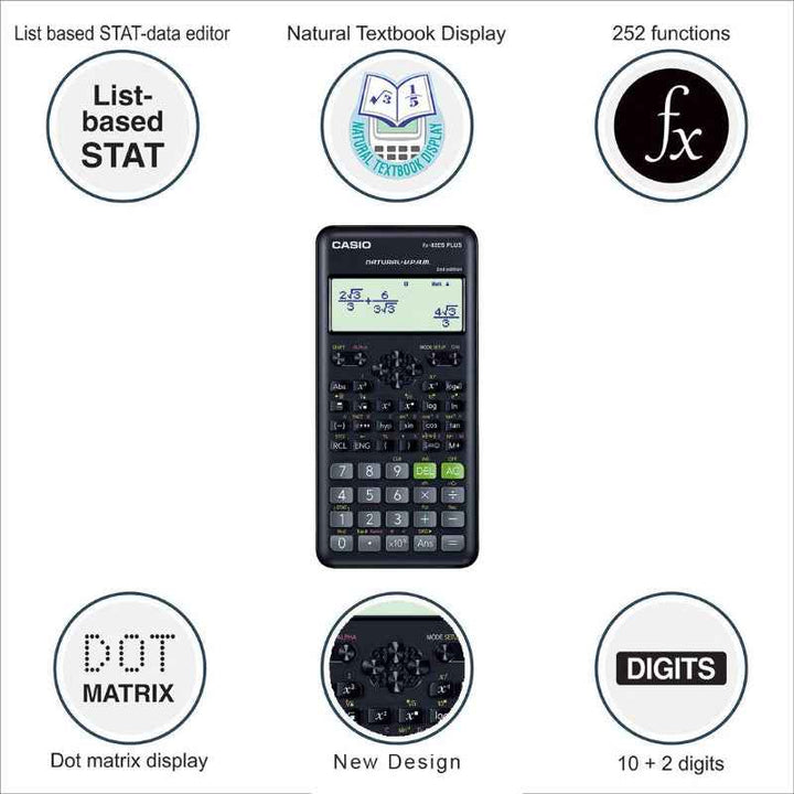 Casio Standard scientific calculator 252 Functions Black CSO-FX82ESPLUS-2