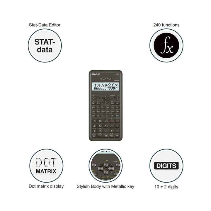 Casio Standard scientific calculator 240 Functions Pink CSO-FX82MS-2