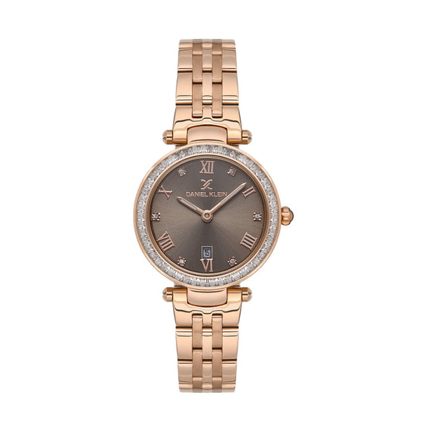 Daniel Klein Women Rose Gold Stainless Steel Analog Brown Dial Watch DK1136215