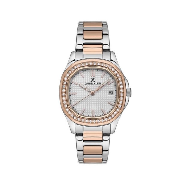 Daniel Klein Women Silver & Rose Gold Stainless Steel Analog Watch