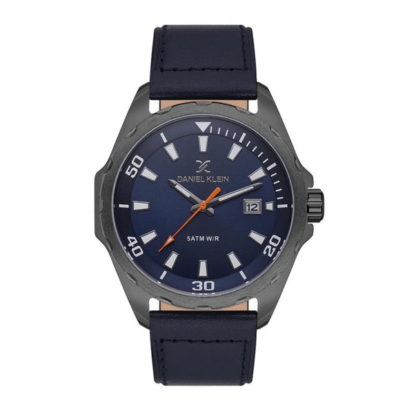 Daniel Klein Men Blue Leather Analog Watch