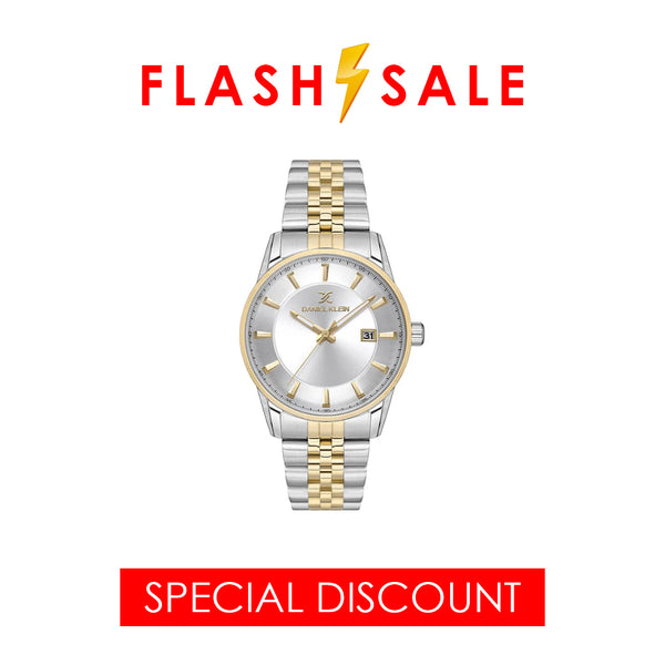 Daniel Klein Men Silver and Gold Stainless Steel Analog Silver Dial Watch DK1136625