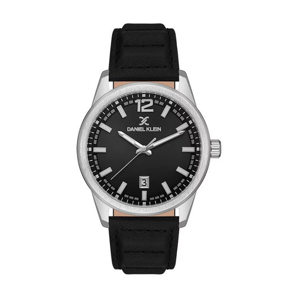 Daniel Klein Men Black Leather Analog Watch