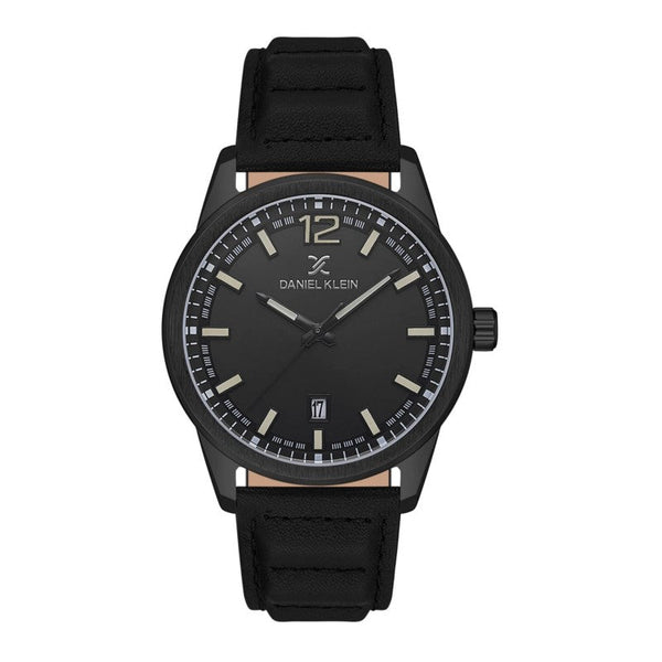 Daniel Klein Men Black Leather Analog Watch