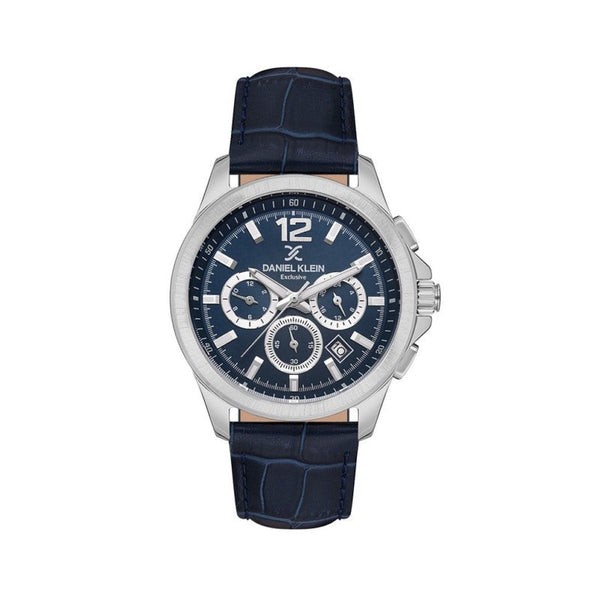 Daniel Klein Men Blue Leather Analog Watch