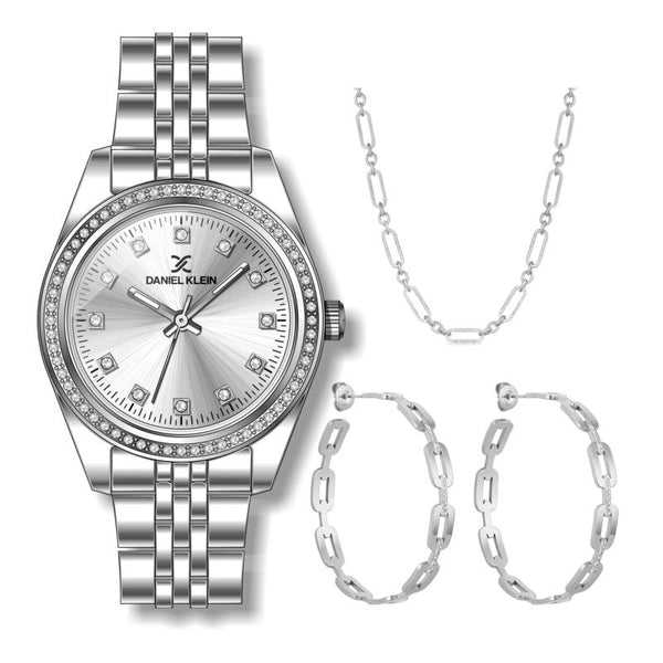 Daniel Klein Women Silver Stainless Steel Analog Watch Gift Set