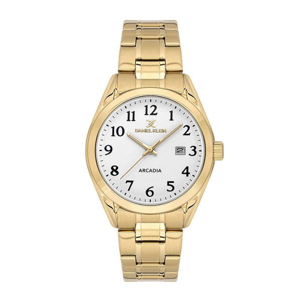 Daniel Klein Men Gold Stainless Steel Analog White Dial Watch DK1136913