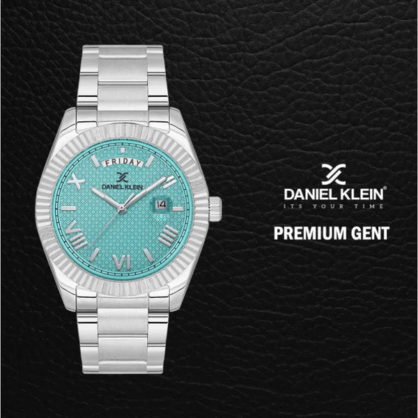 Daniel Klein Men Silver Stainless Steel Analog Turquoise Dial Watch DK1137333