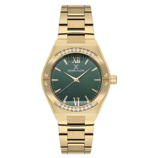 Daniel Klein Women Gold Stainless Steel Analog Green Dial Watch DK1137834