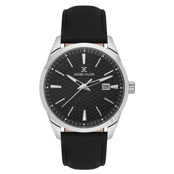 Daniel Klein Men Black Leather Analog Black Dial Watch DK1138071