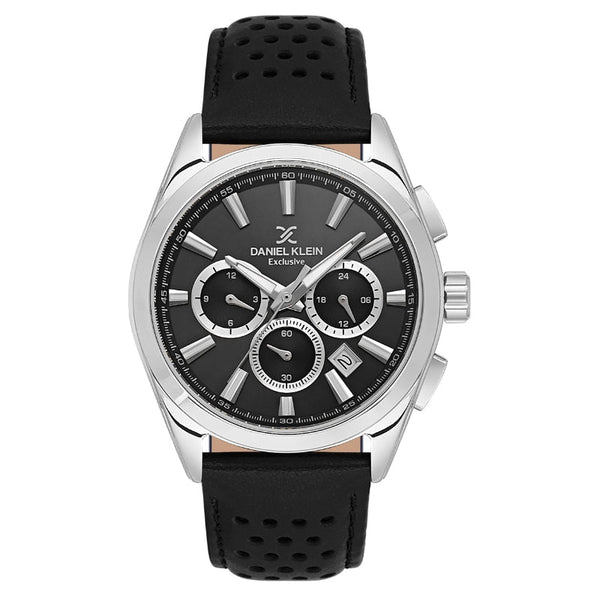 Daniel Klein Men Black Leather Analog Black Dial Watch DK1138092