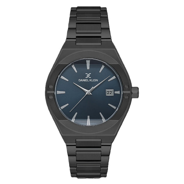 Daniel Klein Men Black Stainless Steel Analog Blue Dial Watch DK1138105