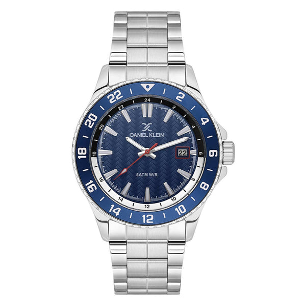 Daniel Klein Men Silver Stainless Steel Analog Blue Dial Watch DK1138182