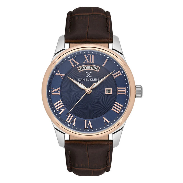 Daniel Klein Men Brown Leather Analog Blue Dial Watch DK1138192